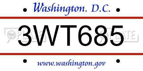 3WT685 District Of Columbia License Plate