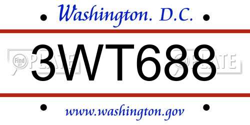 3WT688 District Of Columbia License Plate
