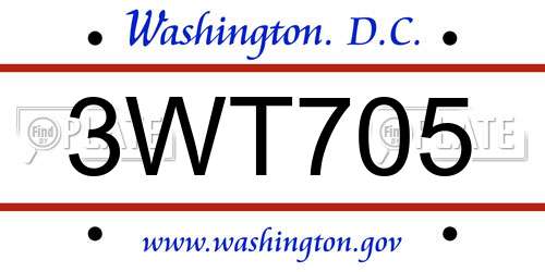 3WT705 District Of Columbia License Plate