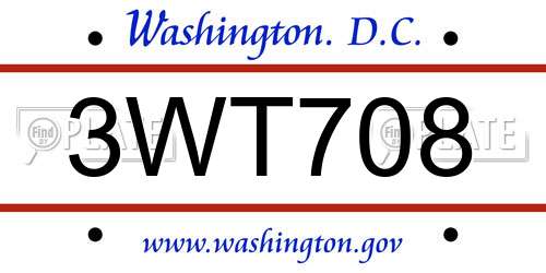 3WT708 District Of Columbia License Plate