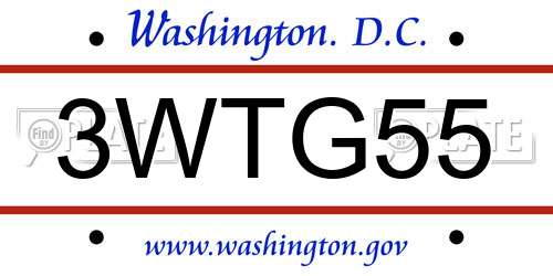 3WTG55 District Of Columbia License Plate