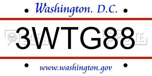 3WTG88 District Of Columbia License Plate
