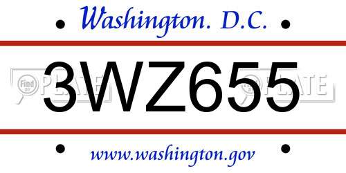 3WZ655 District Of Columbia License Plate