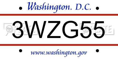 3WZG55 District Of Columbia License Plate
