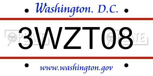 3WZT08 District Of Columbia License Plate