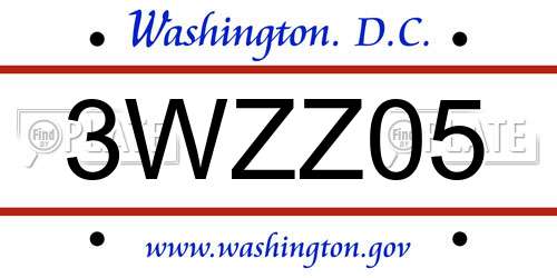 3WZZ05 District Of Columbia License Plate
