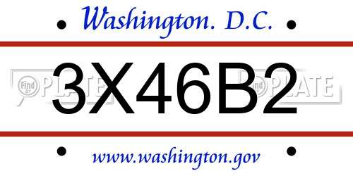 3X46B2 District Of Columbia License Plate