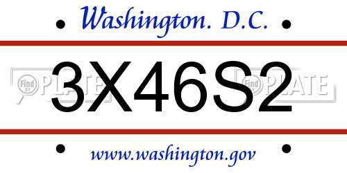 3X46S2 District Of Columbia License Plate