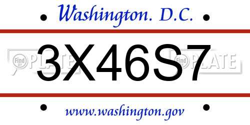 3X46S7 District Of Columbia License Plate
