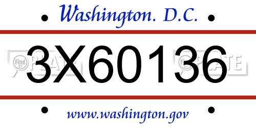 3X60136 District Of Columbia License Plate