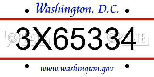 3X65334 District Of Columbia License Plate