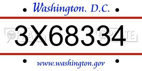 3X68334 District Of Columbia License Plate