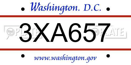 3XA657 District Of Columbia License Plate