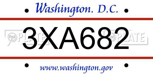 3XA682 District Of Columbia License Plate