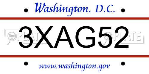 3XAG52 District Of Columbia License Plate