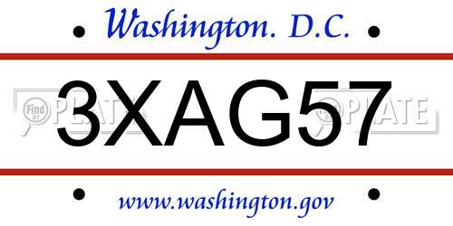3XAG57 District Of Columbia License Plate