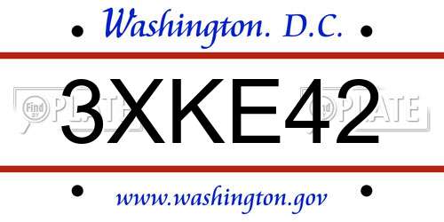 3XKE42 District Of Columbia License Plate