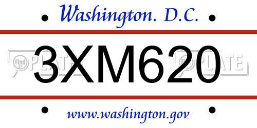 3XM620 District Of Columbia License Plate