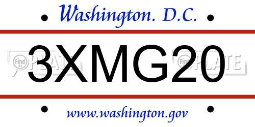 3XMG20 District Of Columbia License Plate