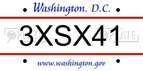 3XSX41 District Of Columbia License Plate