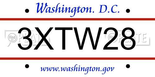 3XTW28 District Of Columbia License Plate