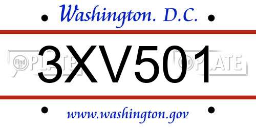 3XV501 District Of Columbia License Plate
