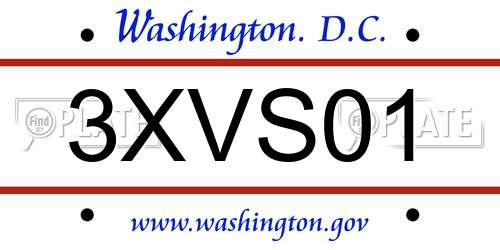 3XVS01 District Of Columbia License Plate