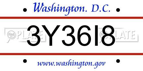 3Y36I8 District Of Columbia License Plate