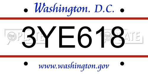 3YE618 District Of Columbia License Plate