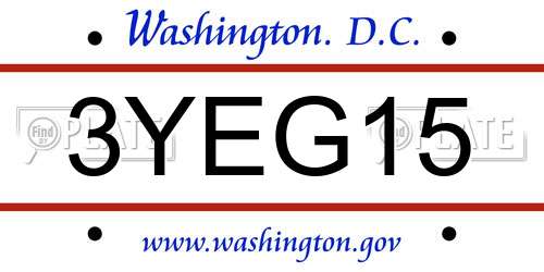 3YEG15 District Of Columbia License Plate