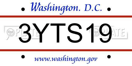 3YTS19 District Of Columbia License Plate