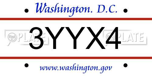 3YYX4 District Of Columbia License Plate