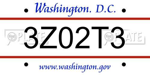 3Z02T3 District Of Columbia License Plate