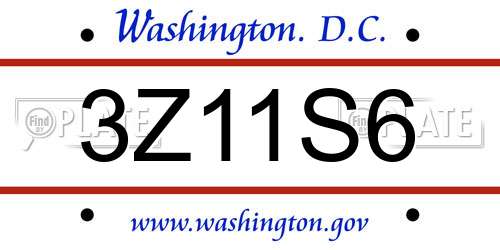 3Z11S6 District Of Columbia License Plate
