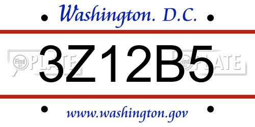 3Z12B5 District Of Columbia License Plate