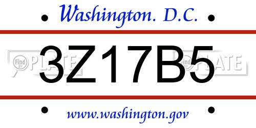3Z17B5 District Of Columbia License Plate