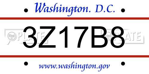 3Z17B8 District Of Columbia License Plate