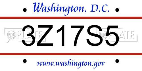 3Z17S5 District Of Columbia License Plate