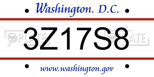 3Z17S8 District Of Columbia License Plate