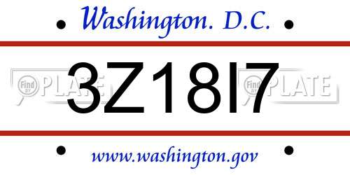 3Z18I7 District Of Columbia License Plate
