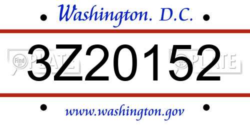 3Z20152 District Of Columbia License Plate