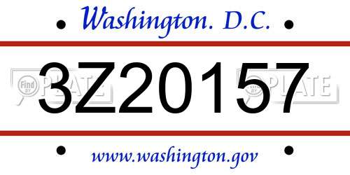 3Z20157 District Of Columbia License Plate