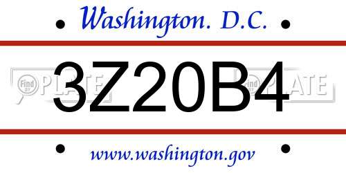 3Z20B4 District Of Columbia License Plate
