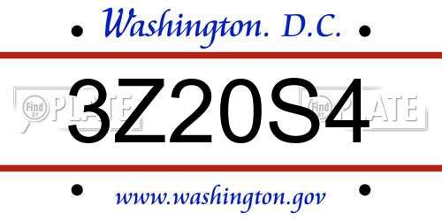3Z20S4 District Of Columbia License Plate