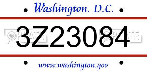 3Z23084 District Of Columbia License Plate