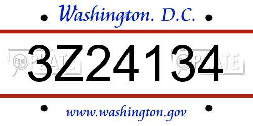 3Z24134 District Of Columbia License Plate