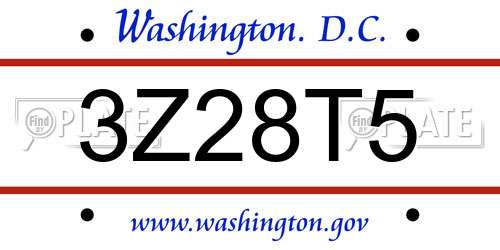 3Z28T5 District Of Columbia License Plate