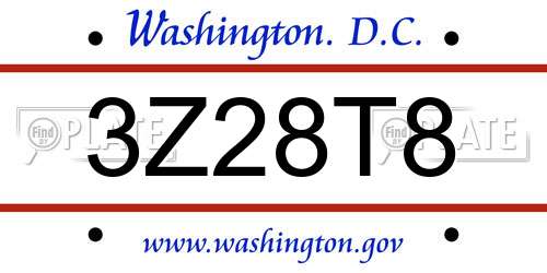 3Z28T8 District Of Columbia License Plate