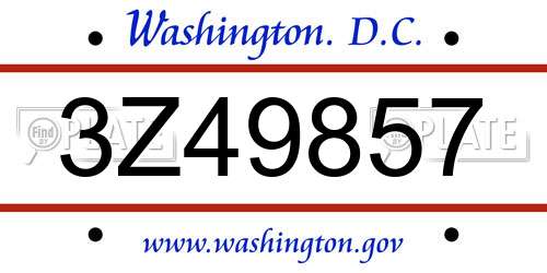 3Z49857 District Of Columbia License Plate