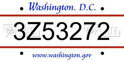 3Z53272 District Of Columbia License Plate